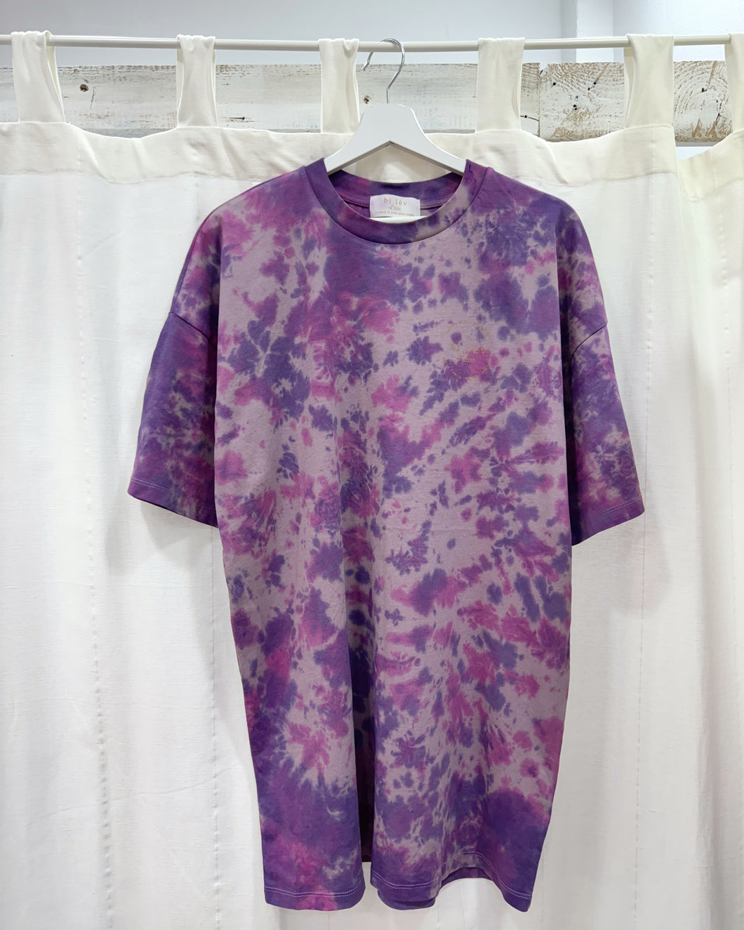 LILAC PURPLE PINK Organic Cotton Tie Dye T-shirt Dress