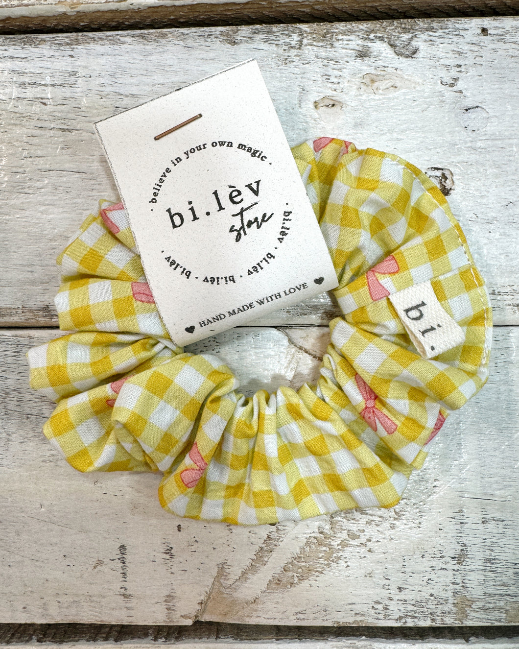 YELLOW GINGHAM BOW Scrunchie