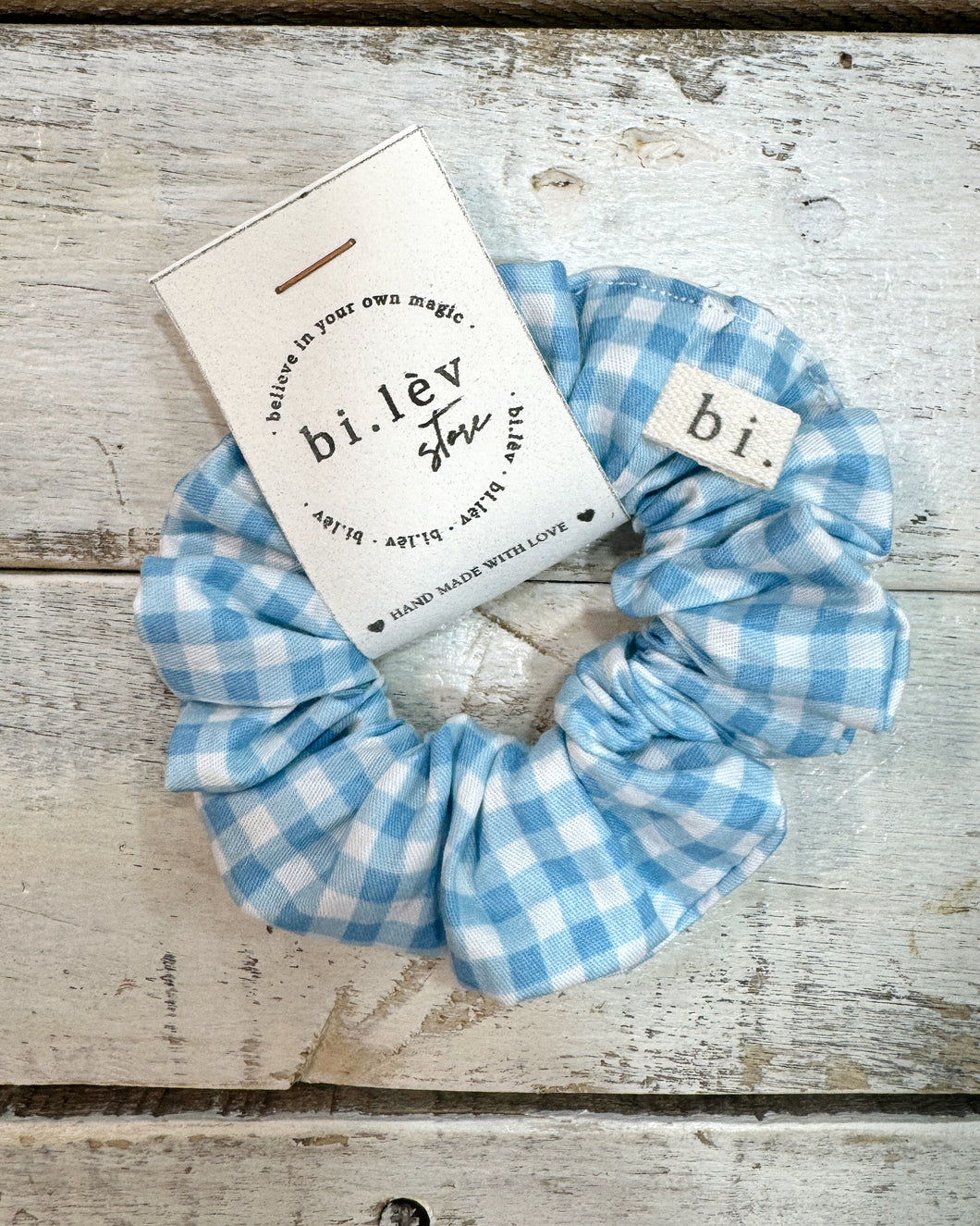 BLUE GINGHAM Scrunchie