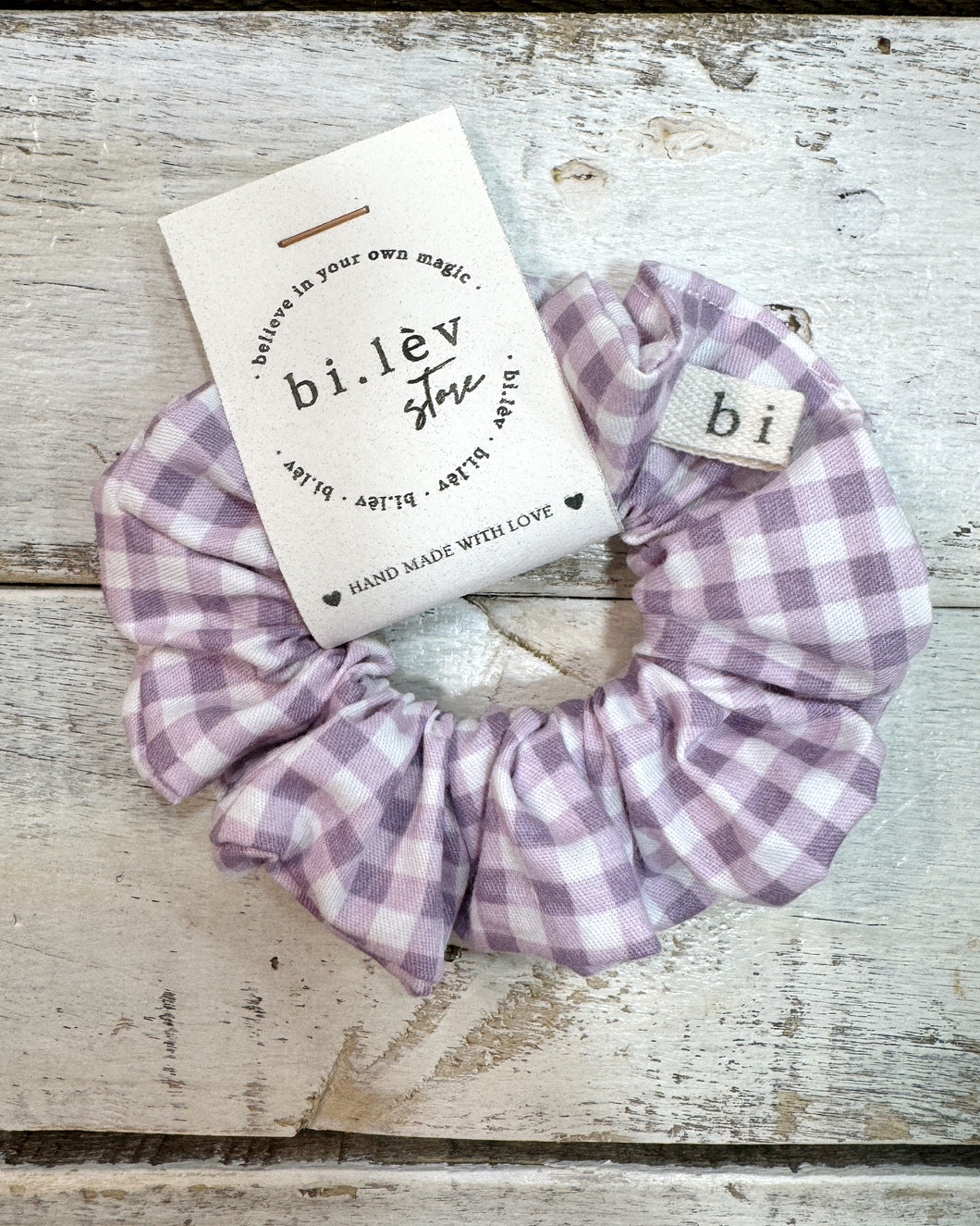 PURPLE GINGHAM Scrunchie