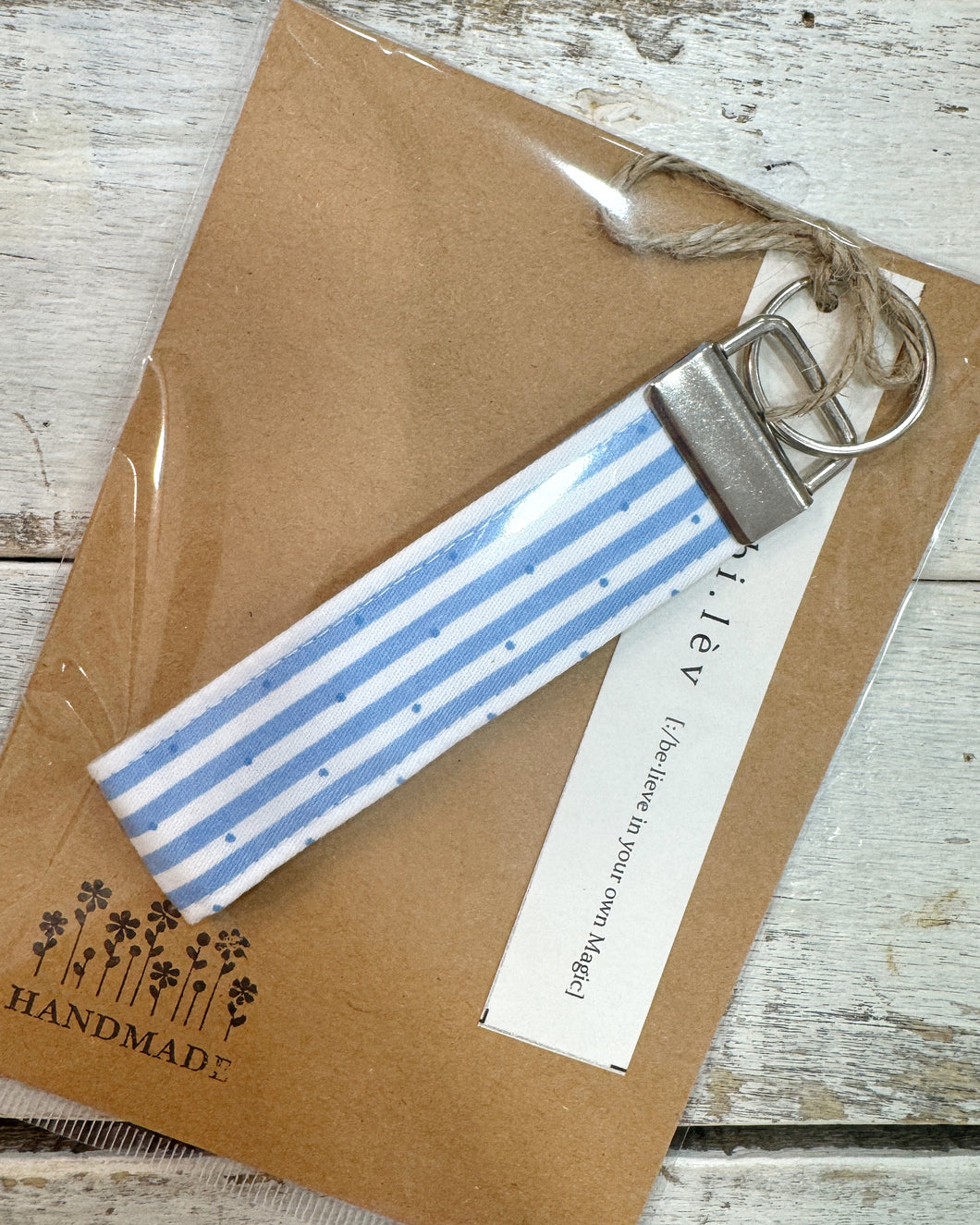 STRIPES & DOTS BLUE Key Fob