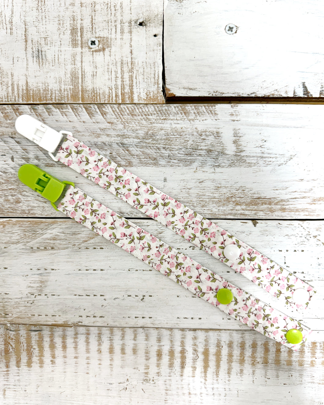 PINK FLOWERS PACIFIER CLIP