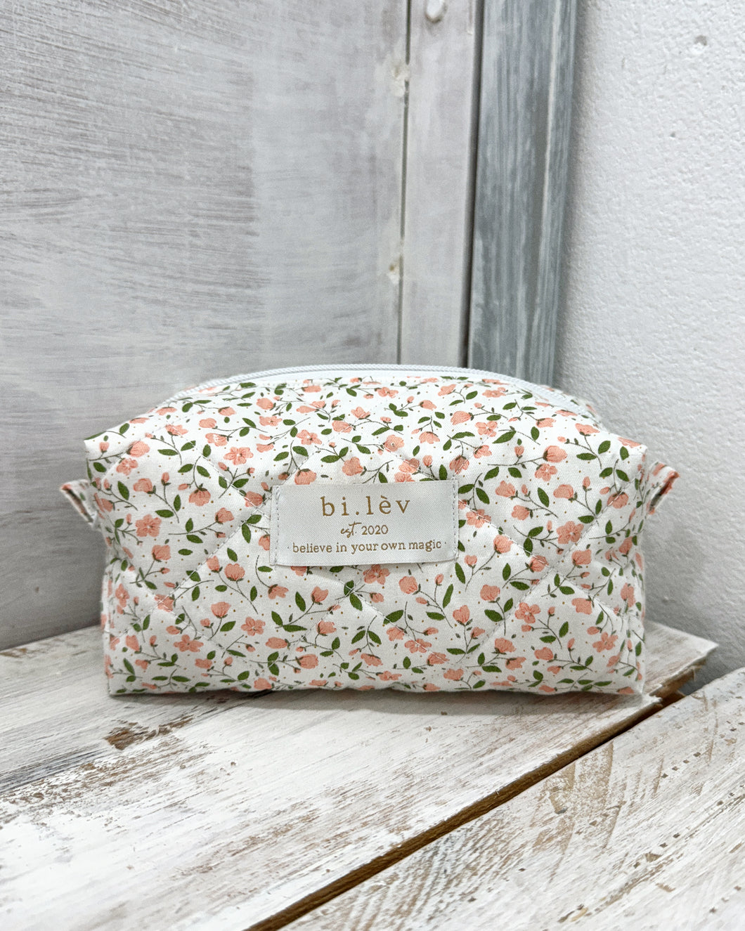 TULIP PEACH padded handmade pouch