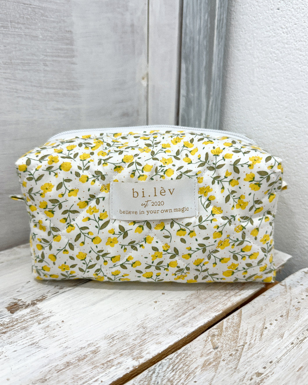 TULIP YELLOW padded handmade pouch