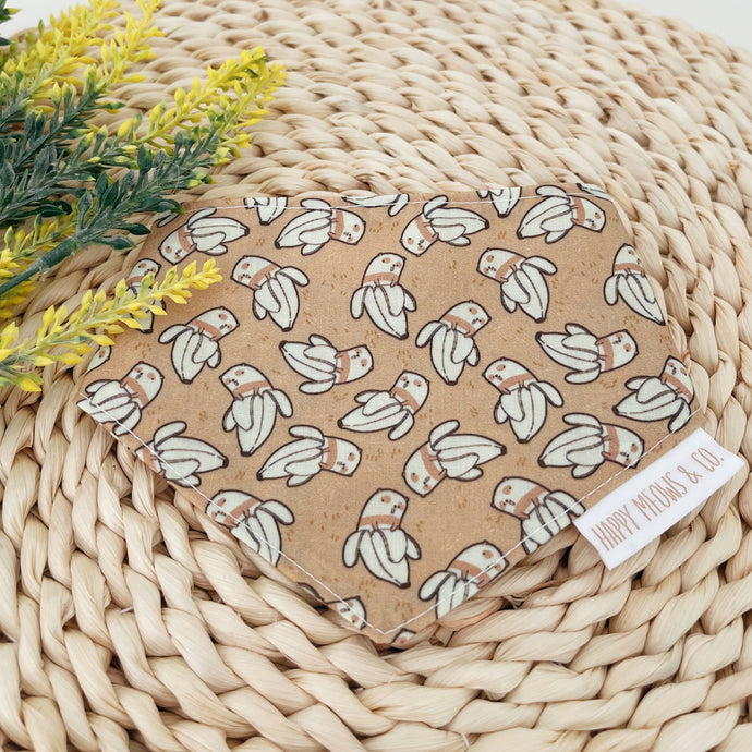 Banana print pet bandana. Handmade.