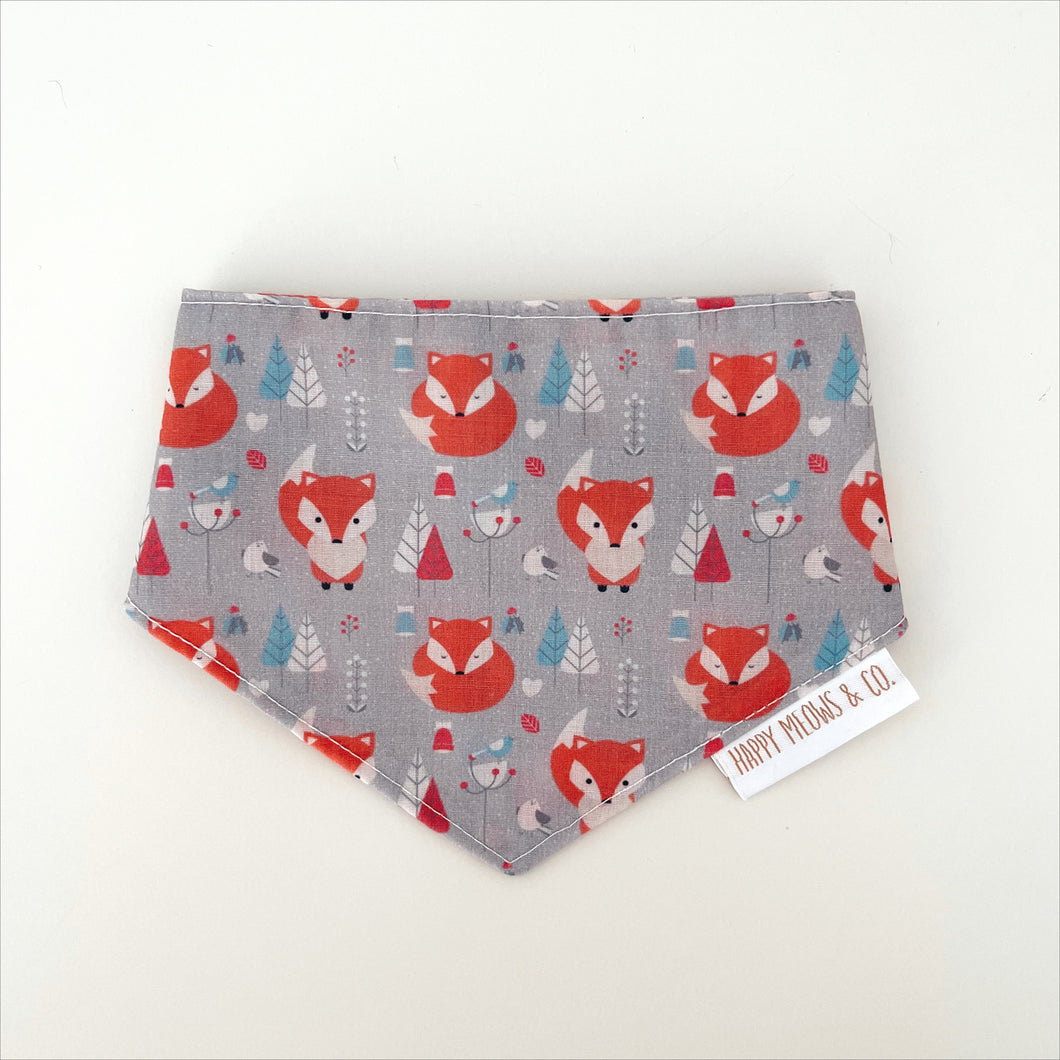 Gray fox pet bandana. Handmade. 
