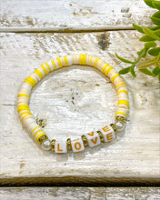 Load image into Gallery viewer, LOVE pearl polymer clay bracelet
