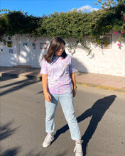 Load image into Gallery viewer, Pink green purple GOTS certified organic cotton tie dye t-shirt

